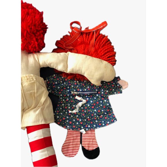 Handmade Raggedy Ann and Andy plus a Small Raggedy Ann Cosmetics Purse 1970's - Picture 7 of 14